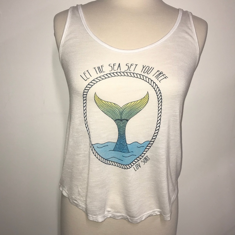 Mermaid tank top shirt luv surf sea set you free